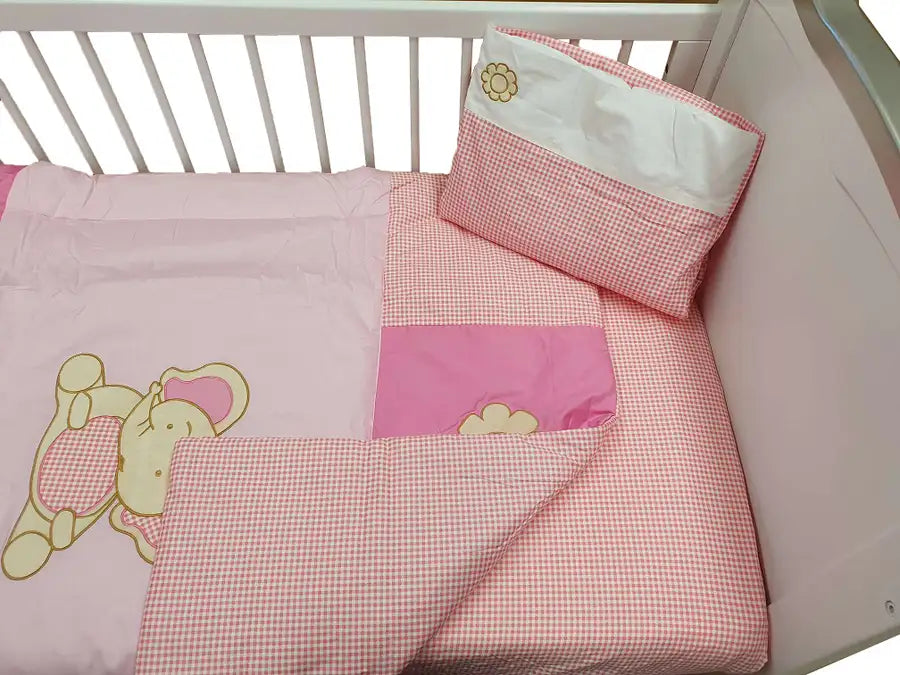 Sleep Tight Cot Bedding Set PINK ELEPHANT - Babyonline