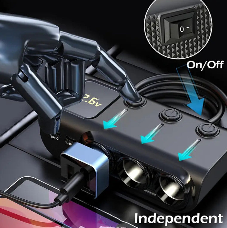 PD Fast Charging Car Lighter Adapter Splitter Cigarette Lighter Socket - salelink.co.nz