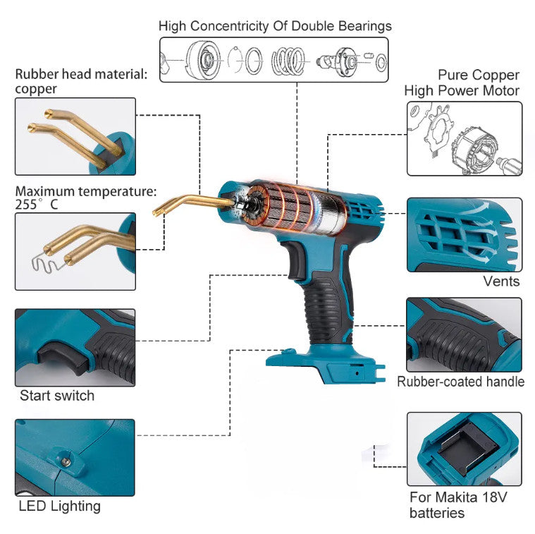 Cordless Welder Garage Tool Hot Stapler Bumper Fit Makita 18V Battery - salelink.co.nz