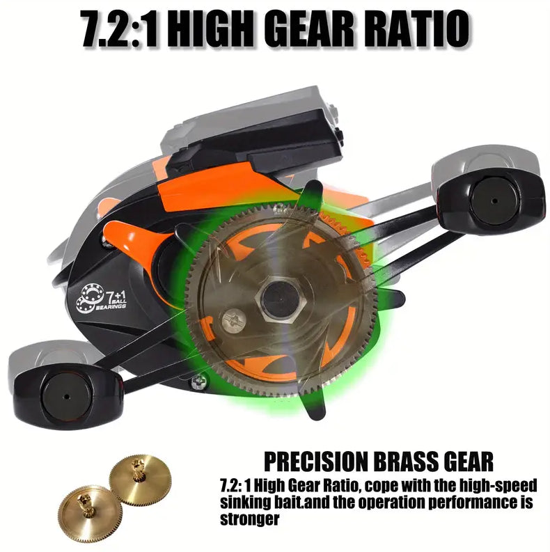 Baitcasting Fishing Reel With Electronic Led Screen 7.2:1 10kg Max Drag
