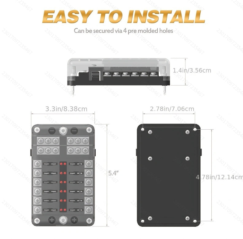 12 Way Fuse Block Blade Fuse Box Holder