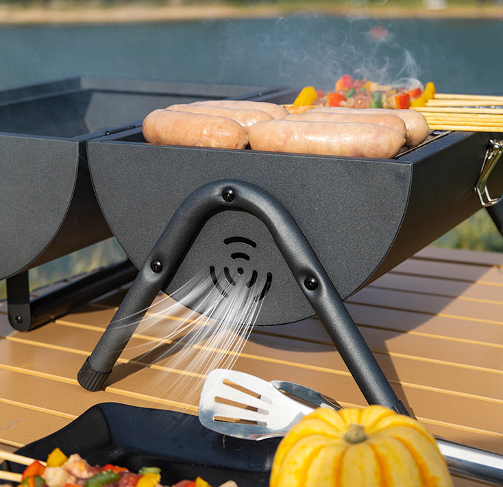 Portable Charcoal Grill, Tabletop Outdoor Barbecue Smoker, Small BBQ Grill