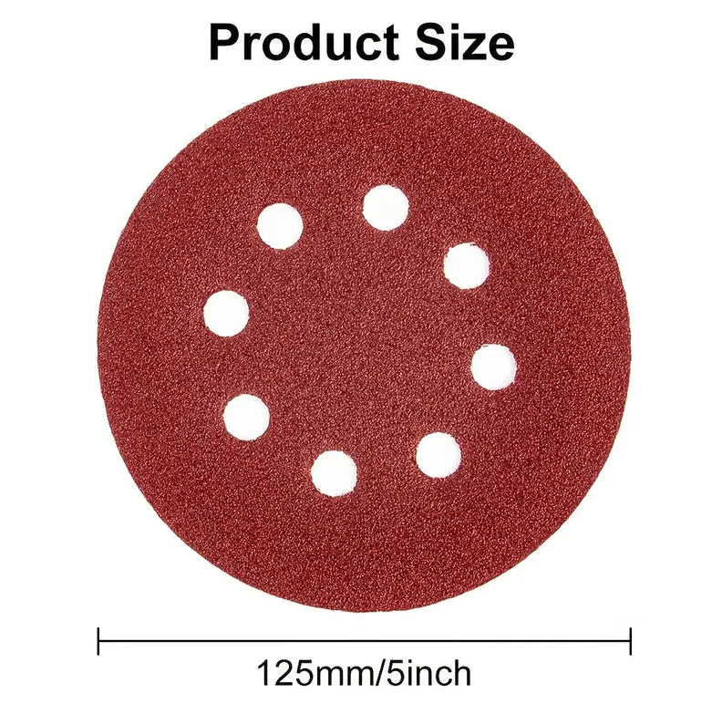 100pcs 125mm 5" Sanding Discs 60 80 100 120 240 Mixed Grit Orbital Sander Pads