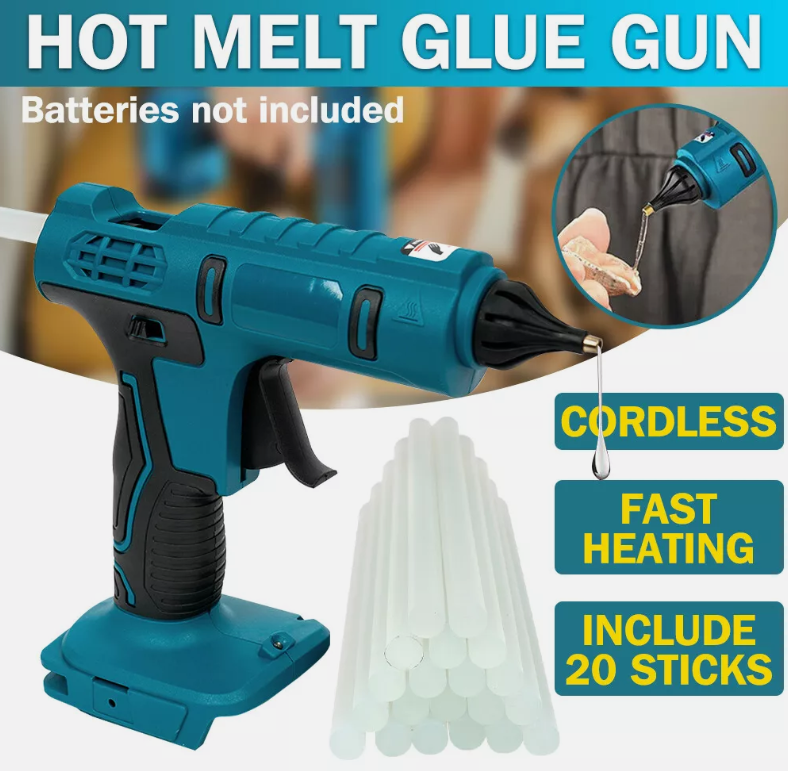 Cordless Hot Melt Glue Gun with 20 Pcs Sticks Fit Makita 18V Battery - salelink.co.nz