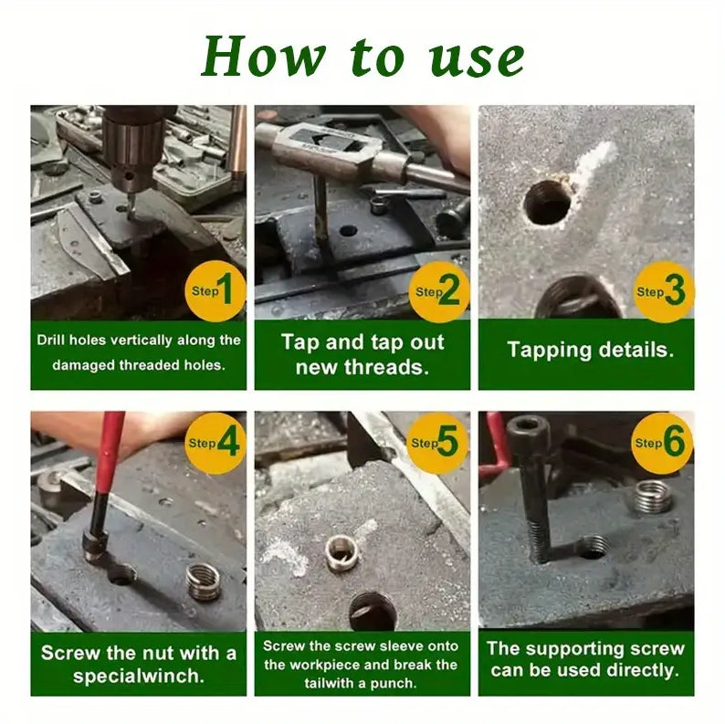 30PCS M6 Helicoil Type Insert Thread Repair Tool Kit