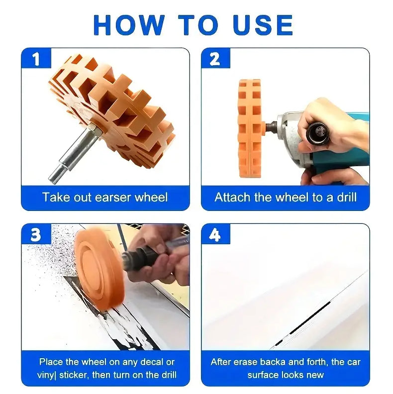 4inch Rubber Eraser Wheel Adhesive Remover Vinyl Decal Graphics Removal Tool
