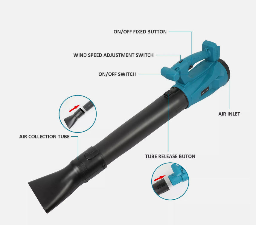 18V Air Leaf Blower Cordless 6 Speed Fits Makita Battery