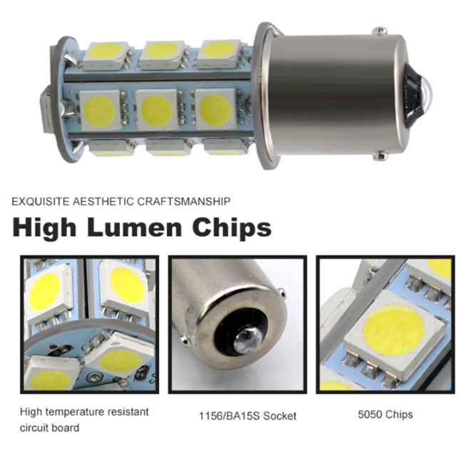 2X 18 Led Brake Reverse Turn Stop Tail Light Bulb 1156 BA15S Car White Globe - salelink.co.nz