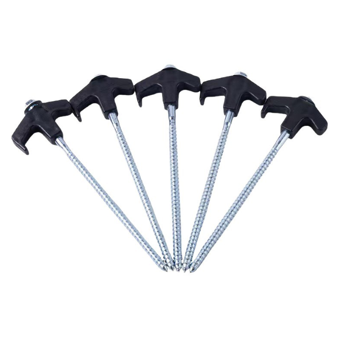 20x Camping Tent Pegs Heavy Duty Screw Steel In Ground Camping Outdoor Stakes - salelink.co.nz