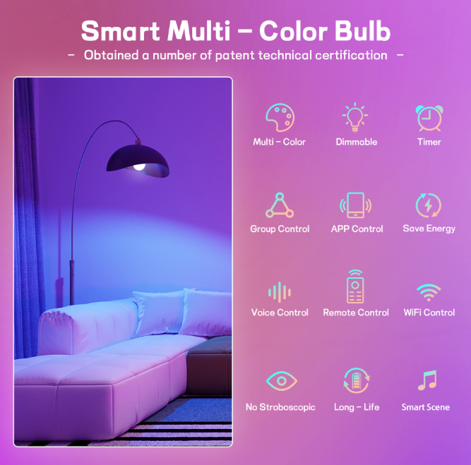 10W E27 WiFi Bluetooth Smart Bulb RGB Voice Control