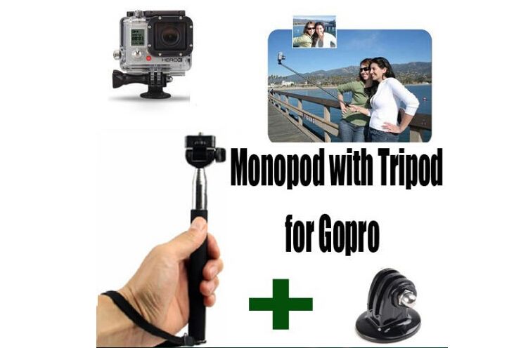 Extendable Pole Monopod Tripod Adapter for GoPro - salelink.co.nz