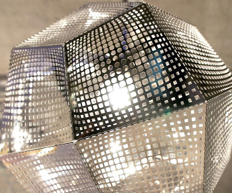 Metal Pendant Light Geometric Silver Lamp Shade Hanging - salelink.co.nz