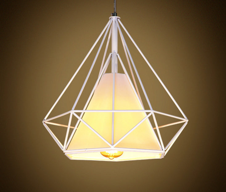 WHITE 28x28CM Diamond Shape Pendant Light Hanging Lamp