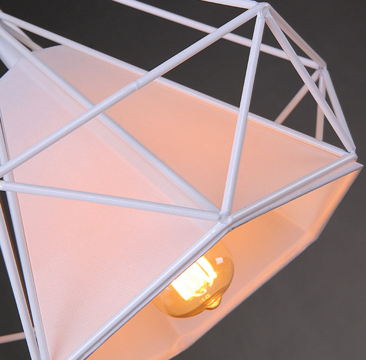 WHITE 28x28CM Diamond Shape Pendant Light Hanging Lamp