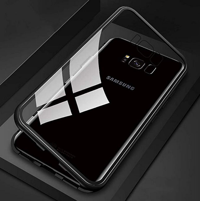 Samsung S8 PLUS Case Ultra Thin Magnetic Metal Frame Tempered Glass Back Case - salelink.co.nz