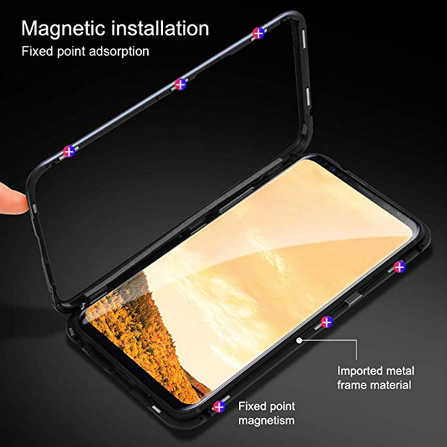 Samsung S8 PLUS Case Ultra Thin Magnetic Metal Frame Tempered Glass Back Case - salelink.co.nz