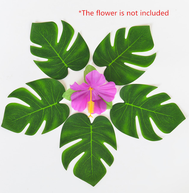 12x Artificial Hawaiian Luau Tropical Beach Party Leaf Jungle Palm Decoration - salelink.co.nz