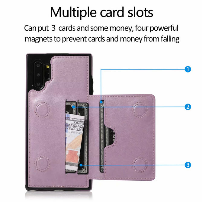 Samsung Note 10 Case Back Flip Wallet PU Leather Cover with Card Slots