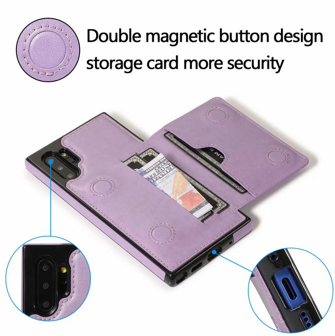 Samsung Note 10 Case Back Flip Wallet PU Leather Cover with Card Slots - salelink.co.nz