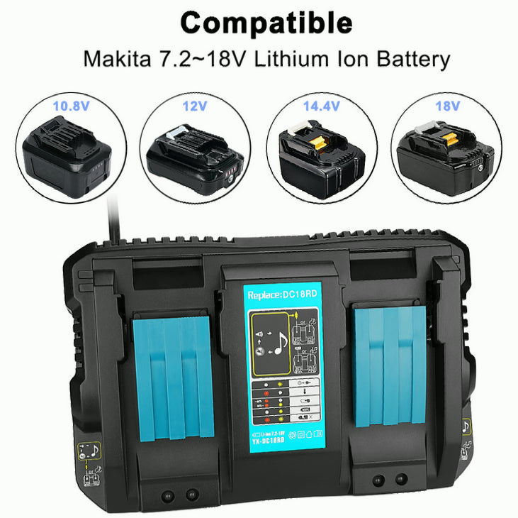 For Makita Battery DC18RD Lithium 18V Dual Port Charger