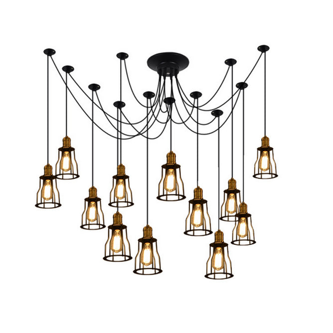 12 Heads Ceiling Lamp Vintage Industrial Cage Light