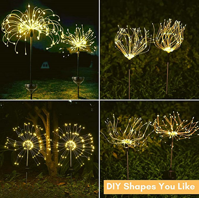 2 Pack Solar LED Firework Garden Lights Outdoor