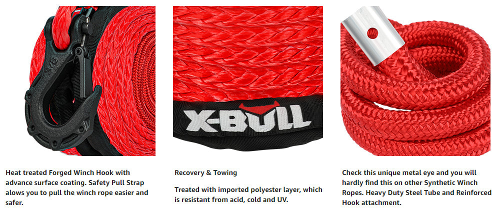 X-BULL Synthetic Winch Rope Cable Line 25M 32000LBS - salelink.co.nz