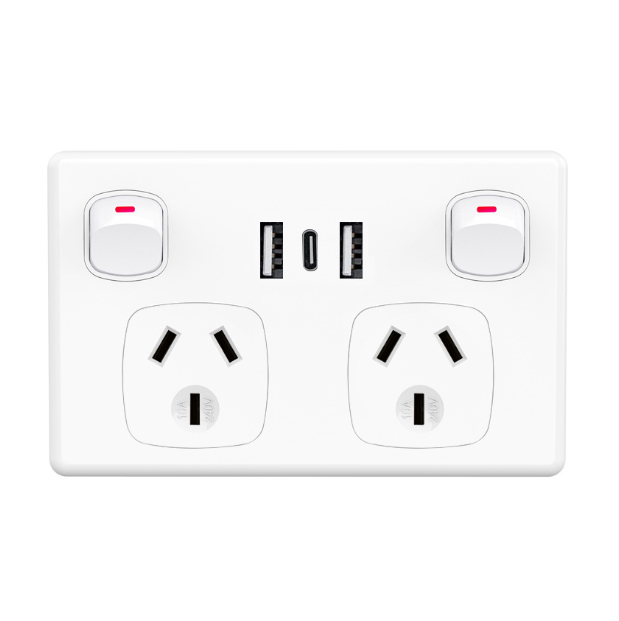 USB Type C Wall Socket Power Point - White - salelink.co.nz