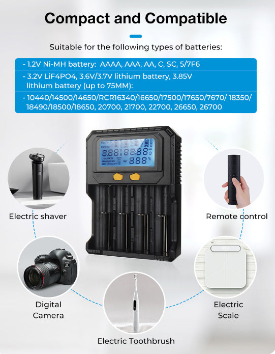 Smart Battery Charger 4 Slots