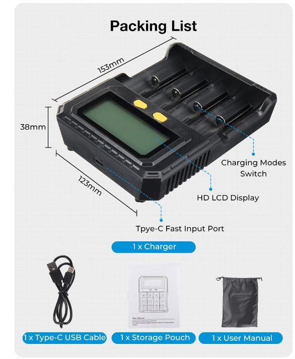 Smart Battery Charger 4 Slots