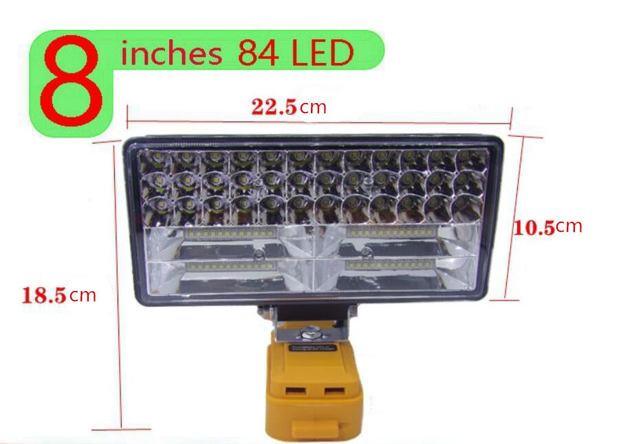 8inch LED Flood Work Light Tool Torch Lamp Fits DeWalt Battery