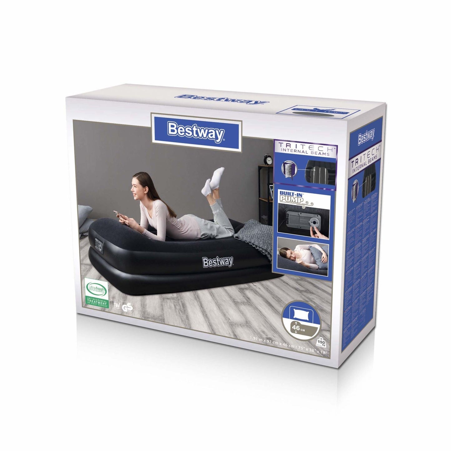 Bestway Air Bed Air Mattress 1.91m x 97cm x 46cm