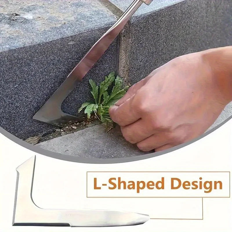 Stainless Steel Weeding Tool – L-Shaped Garden Weed Remover