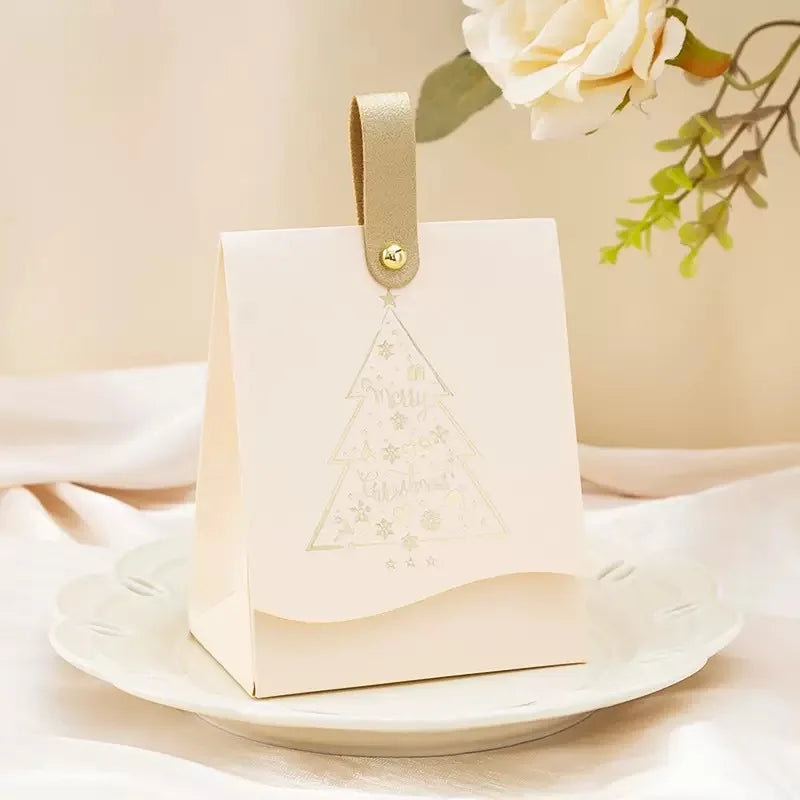 12-Pack Christmas Gift Boxes with Gold Handles – Festive Christmas Tree Gift Packaging