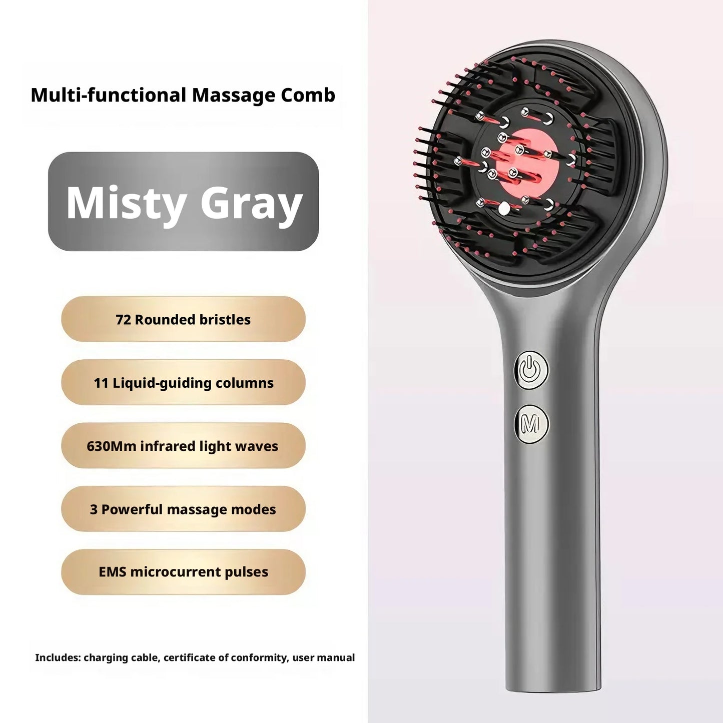 Electric Scalp Massager Comb – Red Light Hair Care Brush
