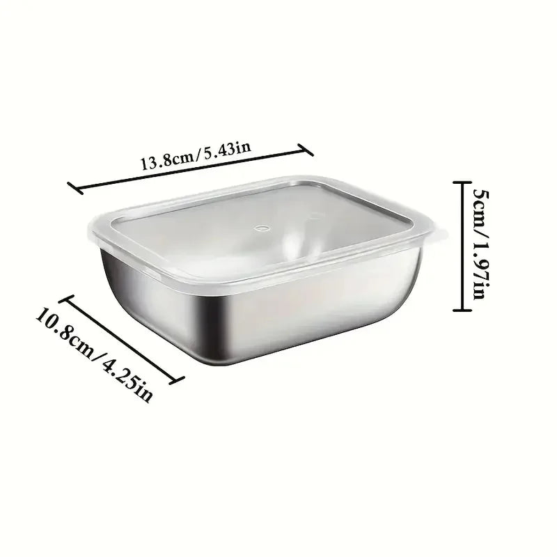 5-Piece Stainless Steel Food Storage Container Set – Stackable Meal Prep & Lunch Boxes