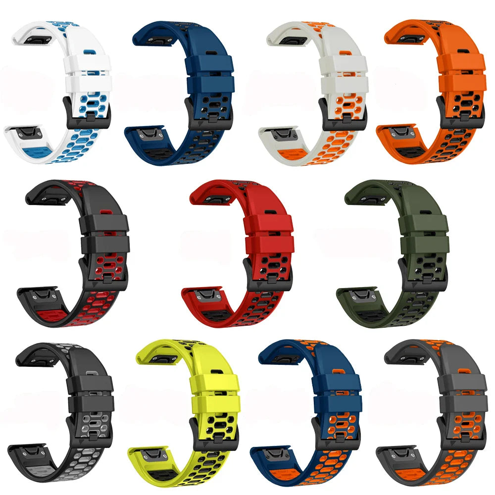Quickfit Silicone Watch Band for a Range of Garmin Watches (22mm) (See list of models in the description)