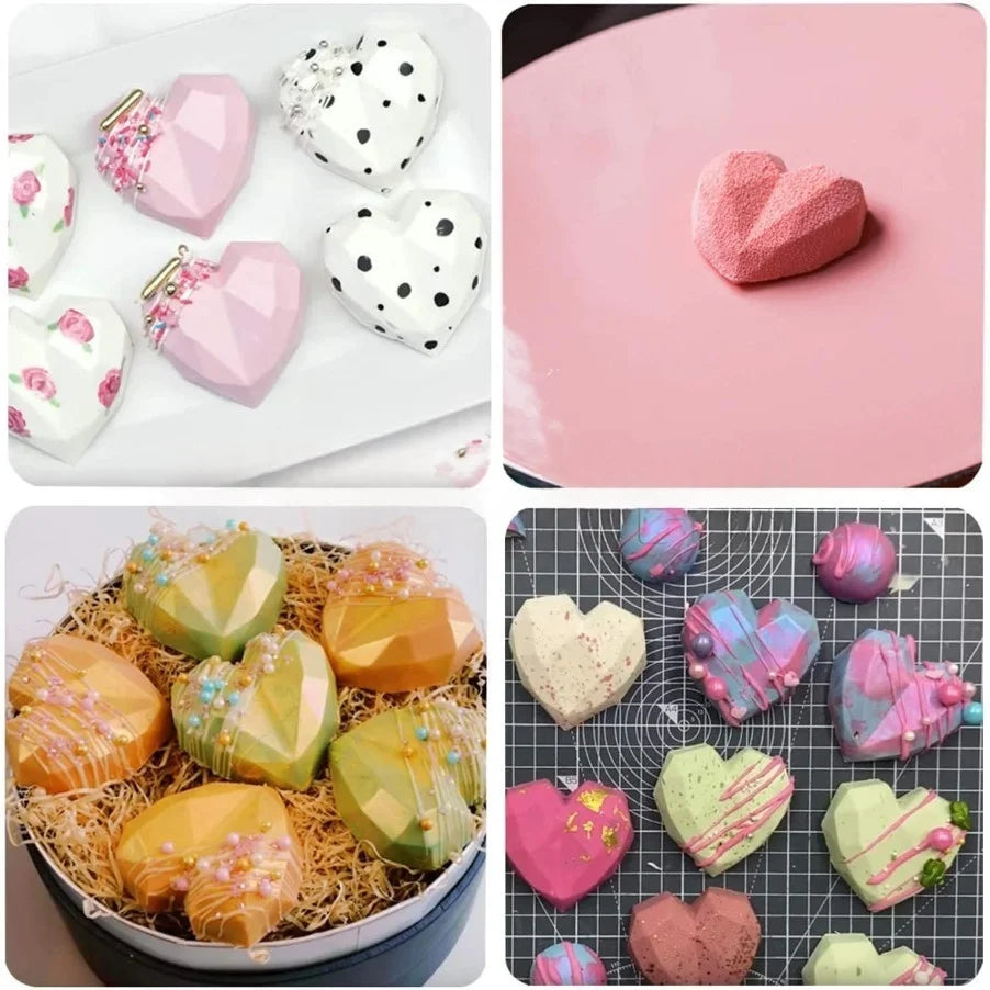 10-Cavity Heart-Shaped Silicone Mould – Ice, Chocolate, Jelly & Dessert Tray