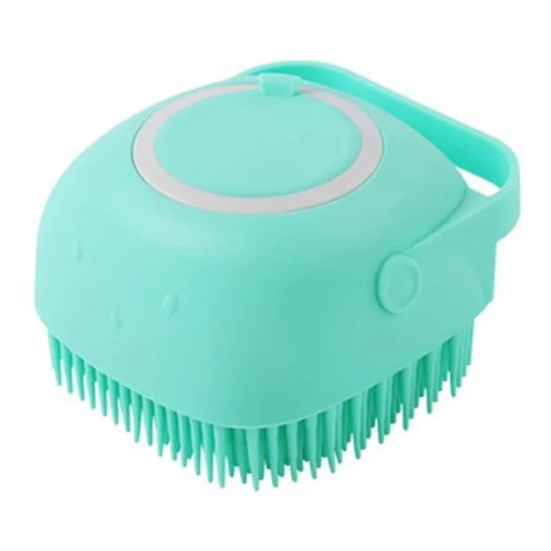 Soft Silicone Massage Brush for Dogs & Cats with Soap Dispenser
