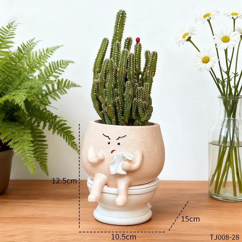Funny Toilet Planter – Cute Resin Succulent & Small Plant Pot