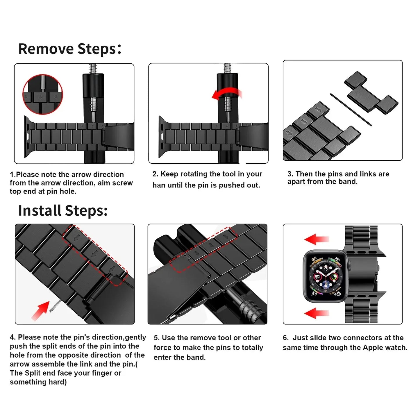 Stainless Steel Strap for the Apple Watch Ultra/Series 4–10 (38–49mm) (available in 15 colours)