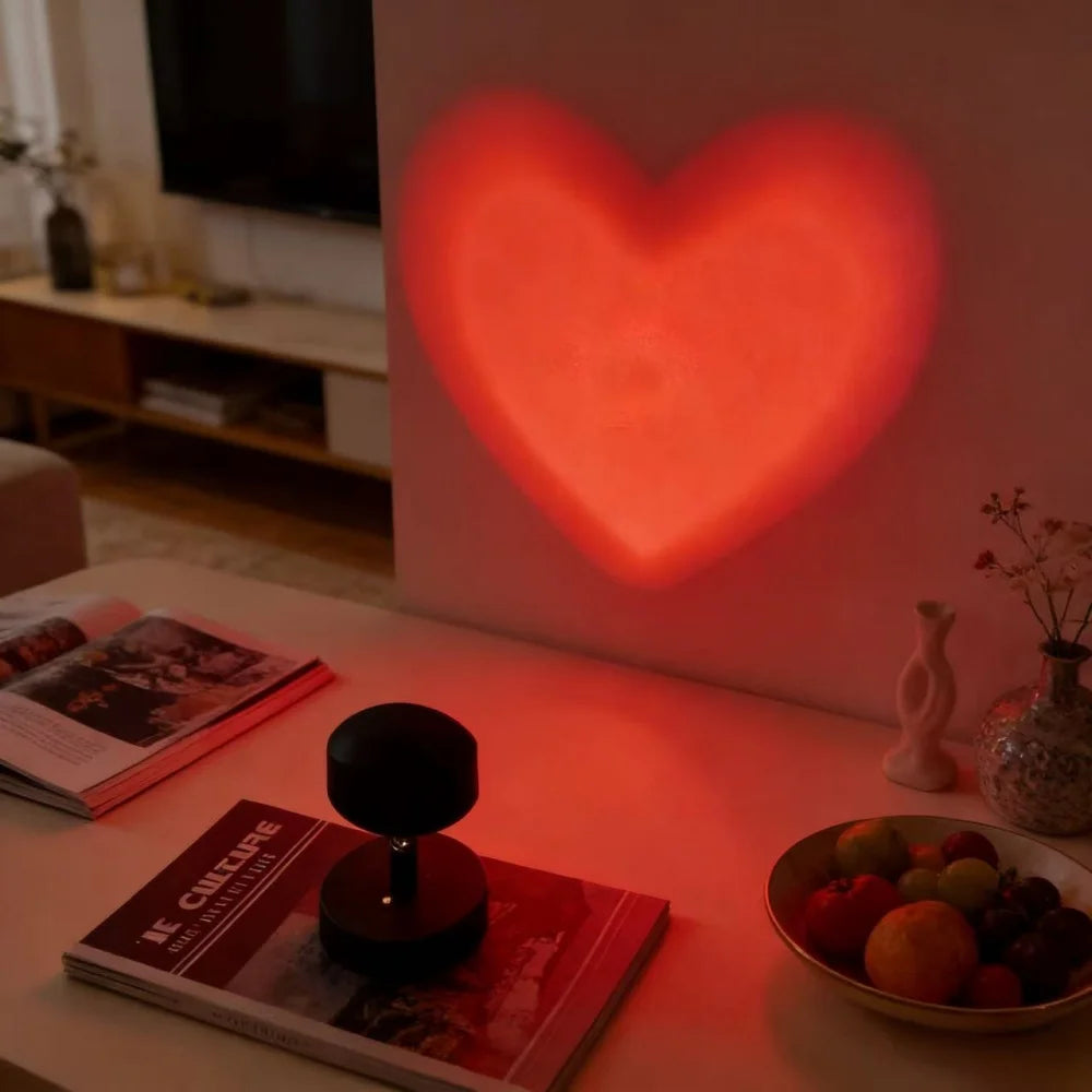 Heart Sunset Projection Lamp – USB LED Romantic Atmosphere Night Light