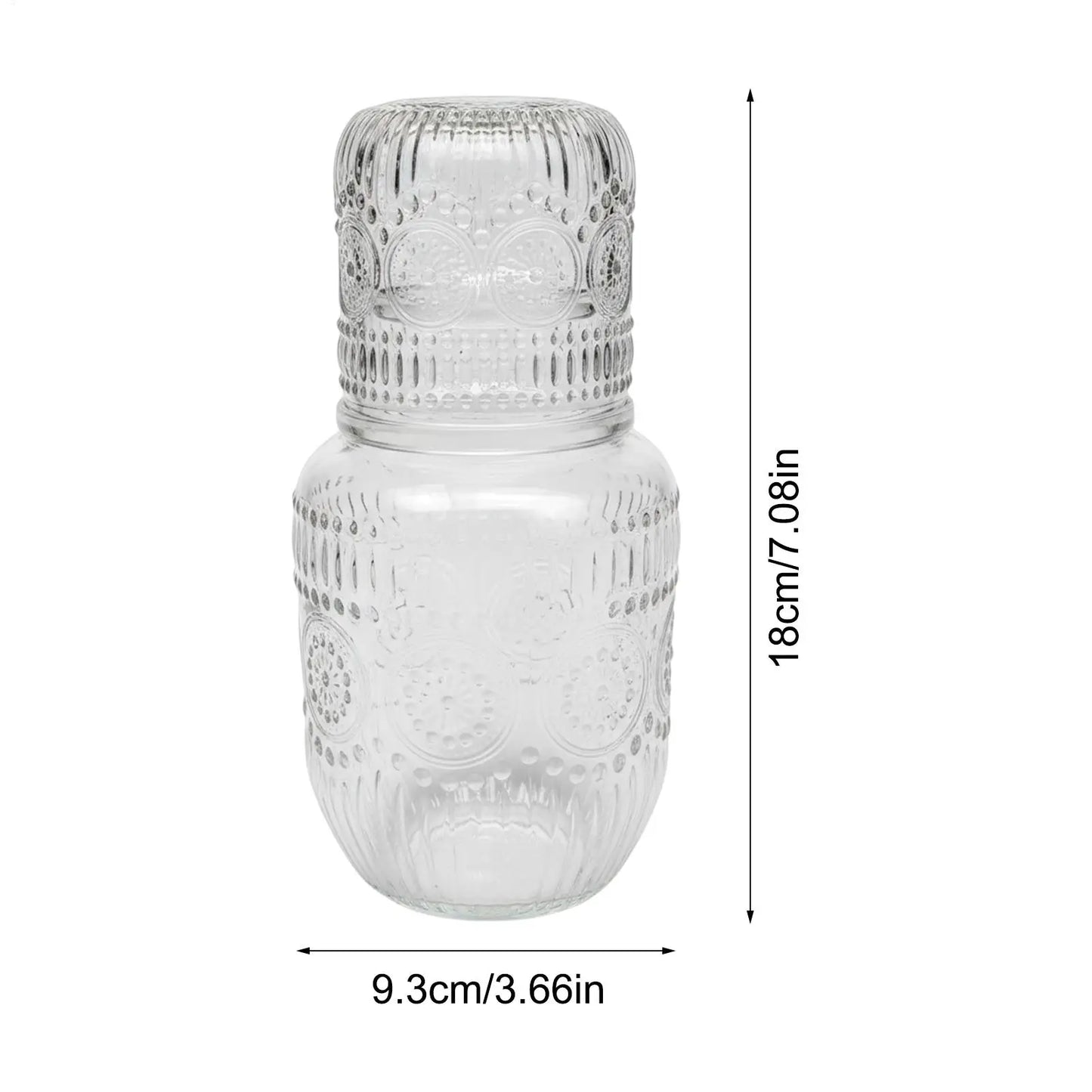 Snowflake Glass Bedside Carafe & Tumbler Set – Elegant Water Pitcher with Drinking Glass