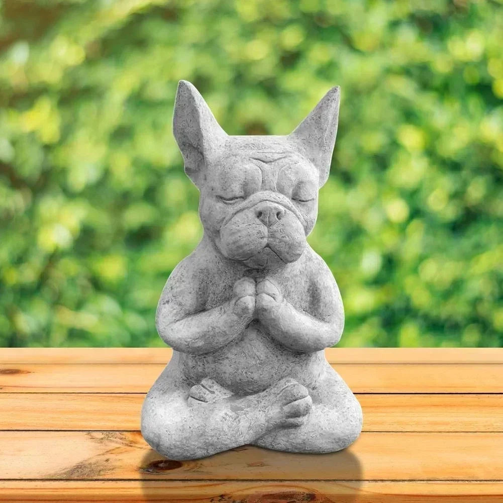 Meditating French Bulldog Statue – Yoga & Zen Garden Ornament