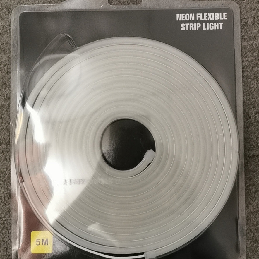 5M White DC 12V Flex LED Strip Neon Rope Light Silicone