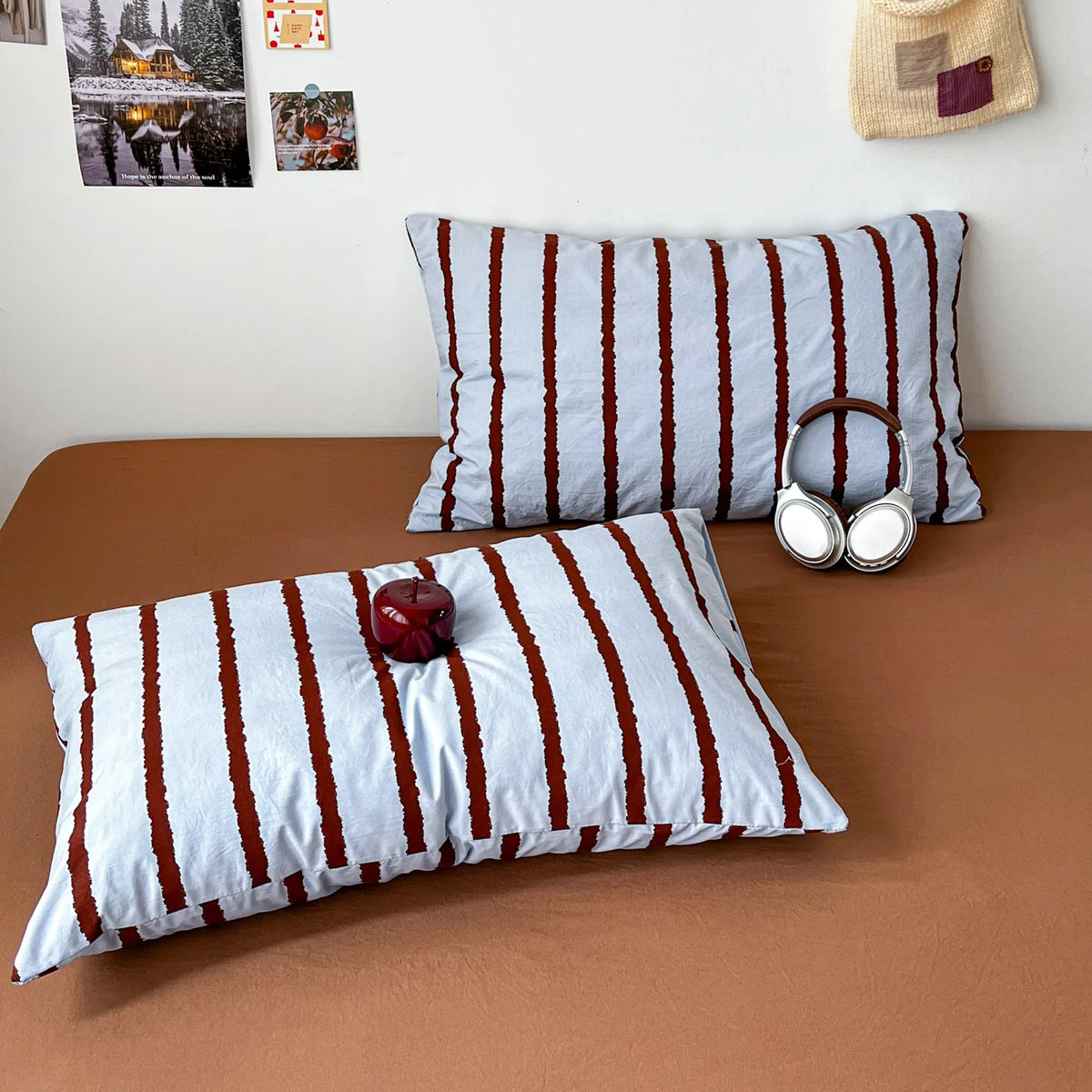 Striped Cotton Duvet Cover Set – 3-Piece Soft Washed Bedding Set with Pillowcases
