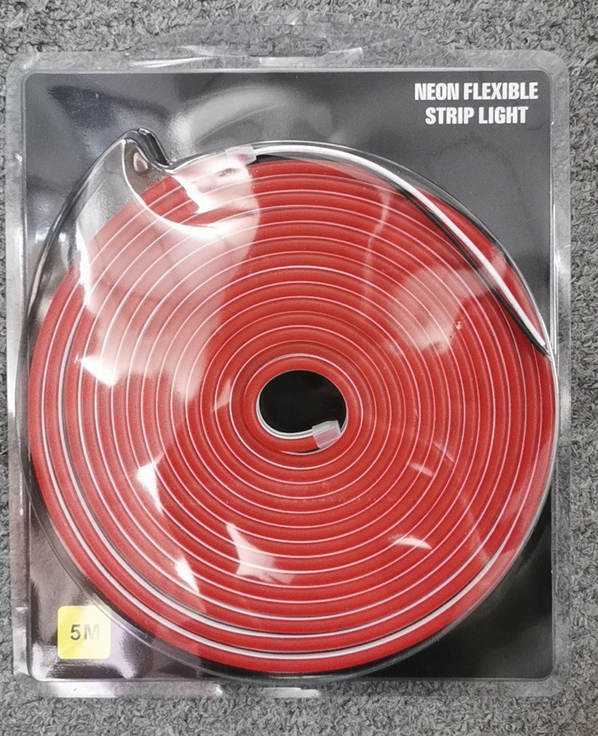 5M Red Modern DC 12V Flex LED Strip Neon Rope Light Silicone Indoor/Outdoor Sign Decor - salelink.co.nz
