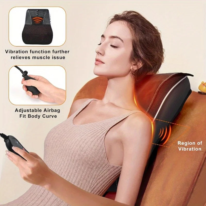 Shiatsu Massage Pillow – Heated Neck, Back & Body Massager with Airbag Traction