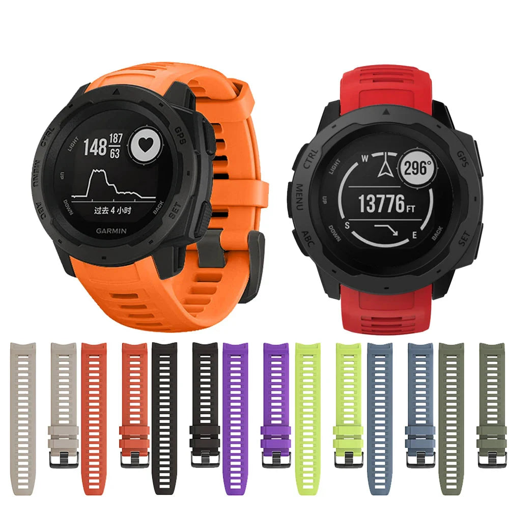 Silicone Strap for the Garmin Instinct 1/2/Esports/Solar Series (22mm) (13 colours available)
