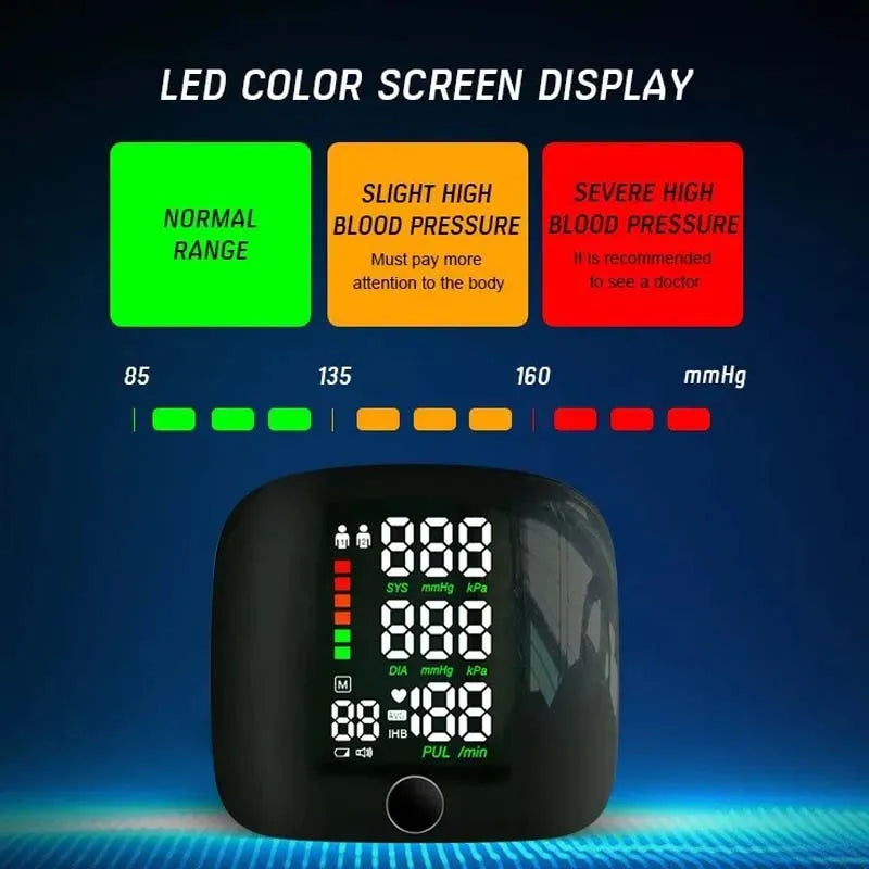 Rechargeable Wrist Blood Pressure Monitor – Digital BP & Voice Display
